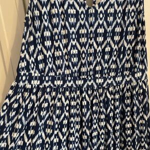 Navy and White Patterned Maxi dress